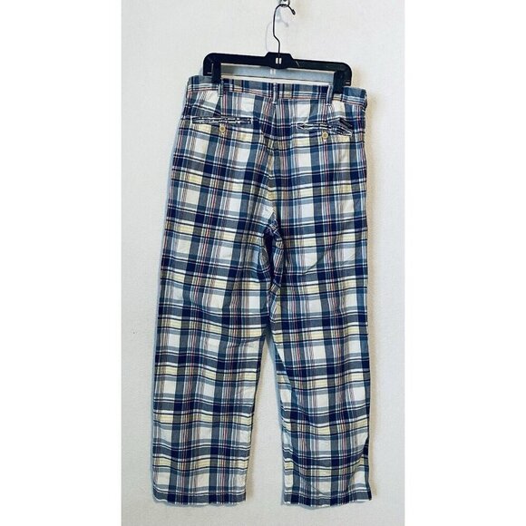 American Eagle Pants Mens 32 Blue Plaid Straight Leg Pockets Preppy Y2K 90s - Picture 4 of 7